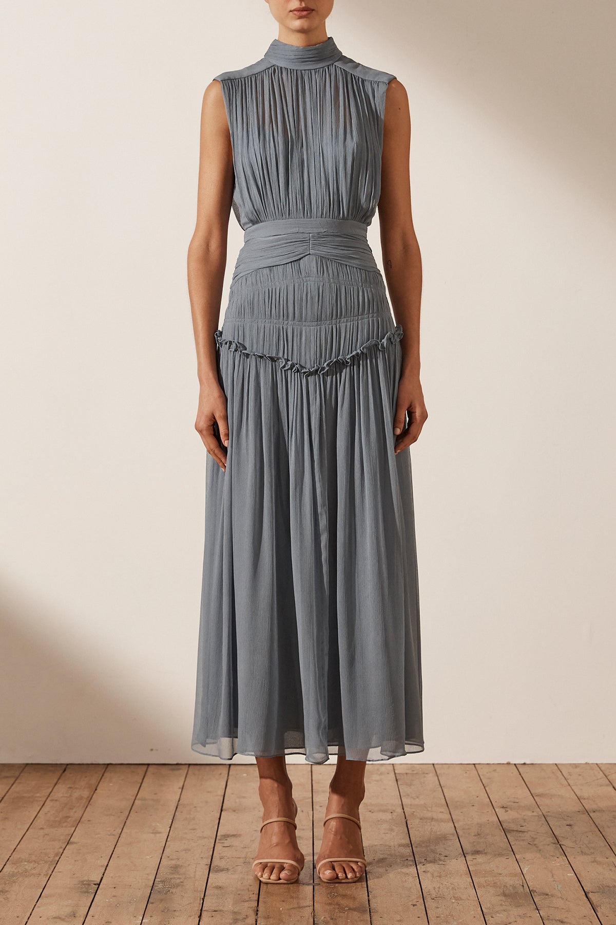 Kayla High Neck Midi Dress | Blue Smoke ...